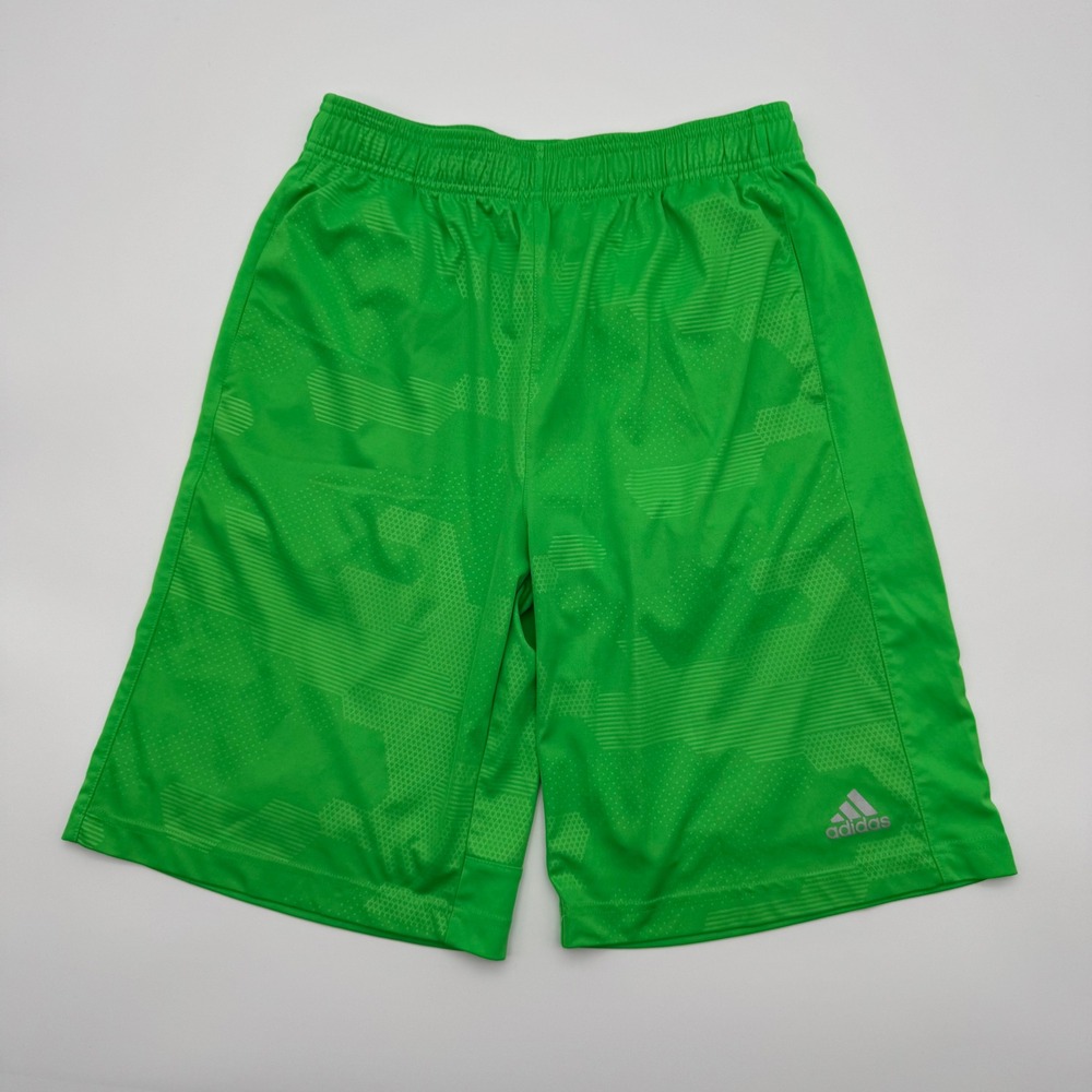 Adidas Boys Green‎ Geometric Honeycomb Athletic Shorts XL 18 Basketball Gym